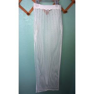 Net mesh swimsuit coverup skirt white